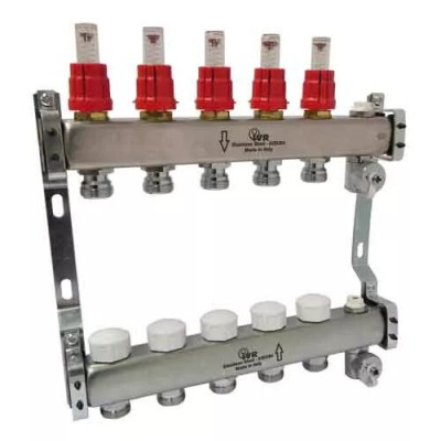 Комплект колекторів 6 виходів з витратомірами, під електропривід, з нержавіючої сталі 1