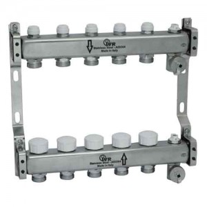 Комплект колекторів 3 виходи з запорним клапаном, під електропривід, з нержавіючої сталі 1