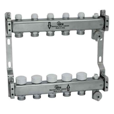 Комплект колекторів 12 виходів з запорним клапаном, під електропривід, з нержавіючої сталі 1