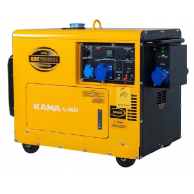 
					Генератор дизельный KDK7500SCA, 1-фазный 230V, 50Hz, 6.9kVA/5.5kW, бак 14,5 л, расход 1,65 л/ч, пуск: стартер (без АКБ), 850x550x720 мм, 160 кг