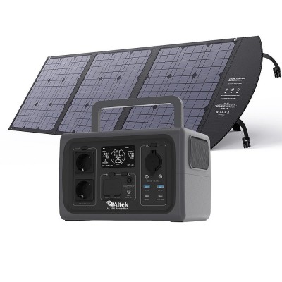 Комплект зарядна станція AL 600 PowerBox + розкладна панель 120W ALT-120, чорна