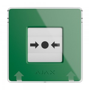 Бездротова кнопка для активації пожежної тривоги вручну Ajax ManualCallPoint Green Jeweller