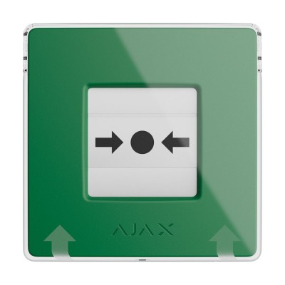 Бездротова кнопка для активації пожежної тривоги вручну Ajax ManualCallPoint Green Jeweller