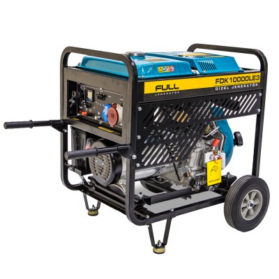 
					Дизельный генератор FULL FDK10000LE3, трехфазный 230/380V, 50Hz, 9.4kVA/7.5kW, бак 12,5 л, расход 2 л/час, ручной/стартер (без АКБ), 700х510х620 мм, 1