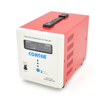 
					Стабилизатор напряжения Conter MSER 5000 VA-V2/3750W однофазный,сервопривод,напольного монтажа,LED дисплей,диап130-260V,AC230±3%,2*Shuko,161x255x178mm
