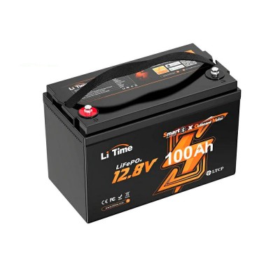 Акумуляторна батарея літій-залізо-фосфатна з Bluetooth тягова 12.8В 100А*год LiFePO4 LiTime OBM L12V100-100-OBM-BT-4-A100 Акумуляторна батарея літій-залізо-фосфатна з Bluetooth тягова 12.8В 100А*год LiFePO4 LiTime OBM L12V100-100-OBM-BT-4-A100