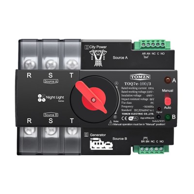 Автоматичний перемикач (АВР) під DIN-рейку з Wi-Fi TOQ7e-100/3P 100A 3 полюси Автоматичний перемикач (АВР) під DIN-рейку з Wi-Fi TOQ7e-100/3P 100A 3 полюси