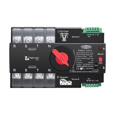 Автоматичний перемикач (АВР) під DIN-рейку з Wi-Fi TOQ7e-125/4P 125A 4 полюси Автоматичний перемикач (АВР) під DIN-рейку з Wi-Fi TOQ7e-125/4P 125A 4 полюси