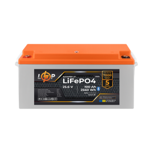 Аккумулятор LP LiFePO4 25,6V - 100 Ah (2560Wh) (BMS 100A/50А) пластик Smart BT