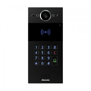 IP-відеопанель багатоабонентська 2Mp Akuvox R20K Black зі зчитувачем EM-Marine / Mifare / NFC