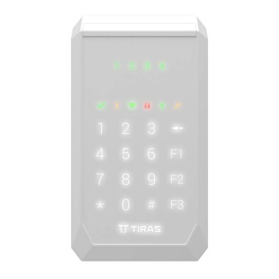 Клавіатура Tiras K-PAD4+ White на 4 індикатори зон з вбудованим зчитувачем NFC/Mifare Клавіатура Tiras K-PAD4+ White на 4 індикатори зон з вбудованим зчитувачем NFC/Mifare