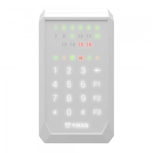 Клавіатура Tiras K-PAD16+ White на 16 індикаторів зон з вбудованим зчитувачем NFC/Mifare