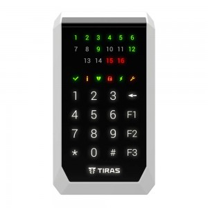 Клавіатура Tiras K-PAD16+ Black на 16 індикаторів зон з вбудованим зчитувачем NFC/Mifare