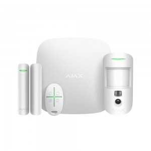 Комплект бездротової охоронної сигналізації Ajax StarterKit Cam Plus HDR White з WiFi, 2G, 3G, 4G, Ethernet, фотоверифікацією тривог