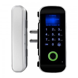 Замок біометричний автономний на скляні двері Trinix TRL-3303BG зі зчитувачем відбитків пальців і карт EM-Marine